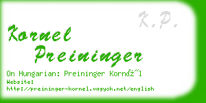 kornel preininger business card